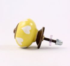 Yellow White Heart Ceramic Cabinet Knob