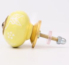 Yellow Flower Ceramic Dresser Knob