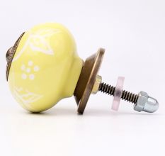 Yellow Flower Ceramic Dresser Knob