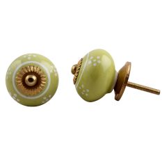 Lime Tiny Flower Ceramic Knob