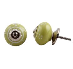 Lime Tiny Flower Ceramic Knob