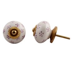 White Purple Dotted Floral knob