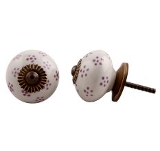 White Purple Dotted Floral knob