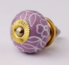 Light Purple floral Leafy Knob