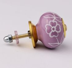 Light Purple floral Leafy Knob
