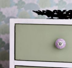 Light Purple floral Leafy Knob