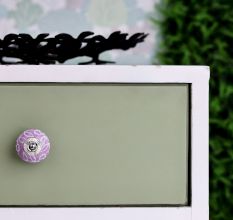 Light Purple floral Leafy Knob