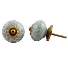 Sage Green Leaf Flower Knob