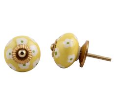 Yellow Floral Ceramic Knob