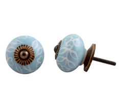 Turquoise Painted Leaf Knob