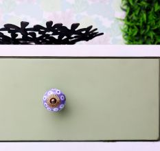 Light Purple Ceramic Floral Cabinet Knob