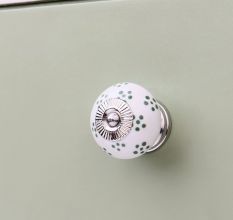 Moss Green Tiny Floral Drawer Knob