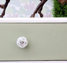 Moss Green Tiny Floral Drawer Knob