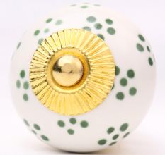 Moss Green Tiny Floral Drawer Knob