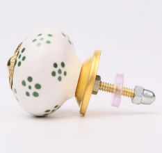Moss Green Tiny Floral Drawer Knob