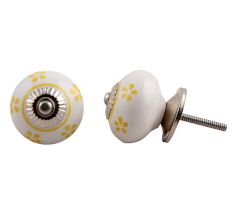 Yellow Tiny Flower Ceramic Dresser Knob