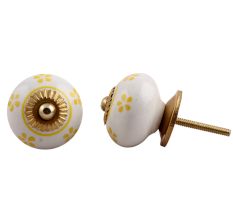 Yellow Tiny Flower Ceramic Dresser Knob