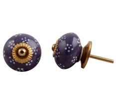 Purple Tiny Flower Ceramic Knob