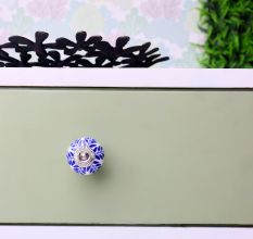 Navy Blue Leaf Ceramic Knob