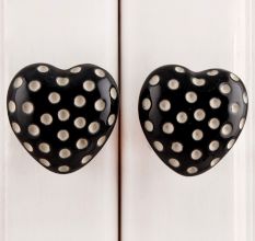 Black Heart Etched Ceramic Drawer Knob