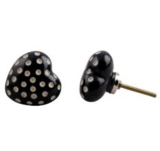 Black Heart Etched Ceramic Drawer Knob