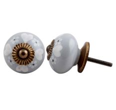 Grey Handmade Heart Floral Knob