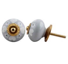 Grey Handmade Heart Floral Knob