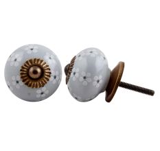 Grey Painted Floral Knob