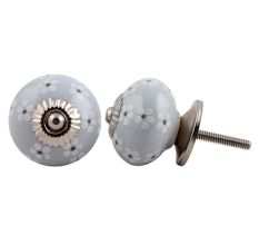 Grey Painted Floral Knob