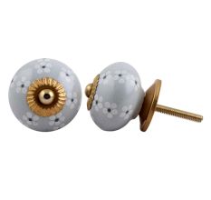 Grey Painted Floral Knob