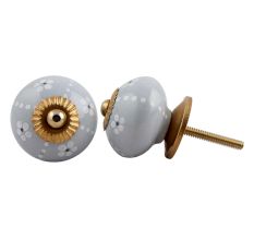 Light Grey Tiny Flower Knob