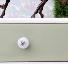 Light Grey Handpainted Floral Knob