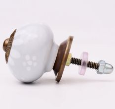 Light Grey Handpainted Floral Knob
