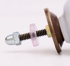 Light Grey Handpainted Floral Knob