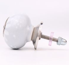 Light Grey Handpainted Floral Knob