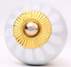 Light Grey Handpainted Floral Knob