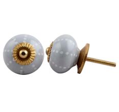 Light Grey Dot Ceramic Dresser Knob