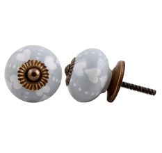 Light Grey Heart Painted Knob