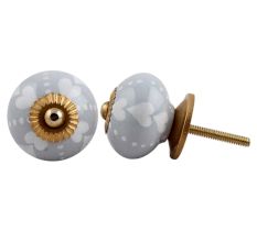 Light Grey Heart Painted Knob