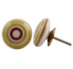 Multicolor Stripe Flat Ceramic Drawer Knob