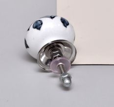 Grey Ceramic Floral Knob