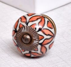 Handmade Orange Floral Ceramic Knob
