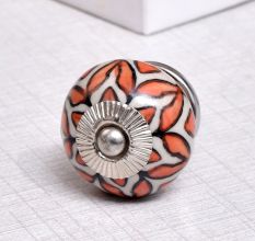 Handmade Orange Floral Ceramic Knob