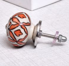 Handmade Orange Floral Ceramic Knob