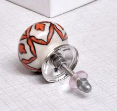 Handmade Orange Floral Ceramic Knob
