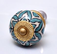 Sea Green Flower Ceramic Knob