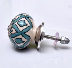 Sea Green Flower Ceramic Knob