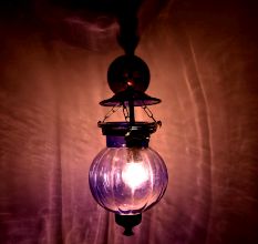 Light Blue Pumpkin Glass Wall Lamp