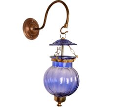 Light Blue Pumpkin Glass Wall Lamp