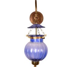 Light Blue Pumpkin Glass Wall Lamp